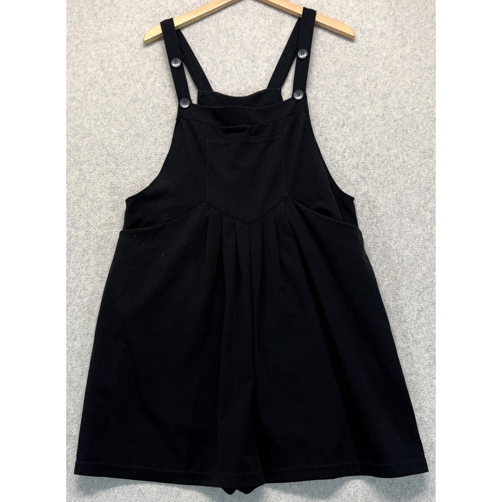 Halara Womens Short Overalls Black Pleated Button‎ Adjustable Straps Pockets M